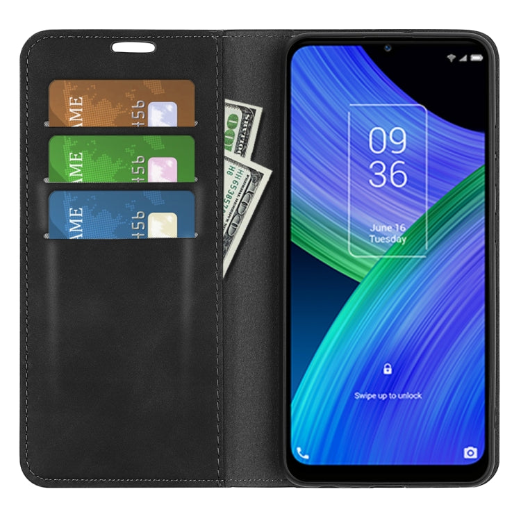 For TCL 20 R 5G Retro-skin Business Magnetic Suction Phone Leather Case with Holder & Card Slots & Wallet