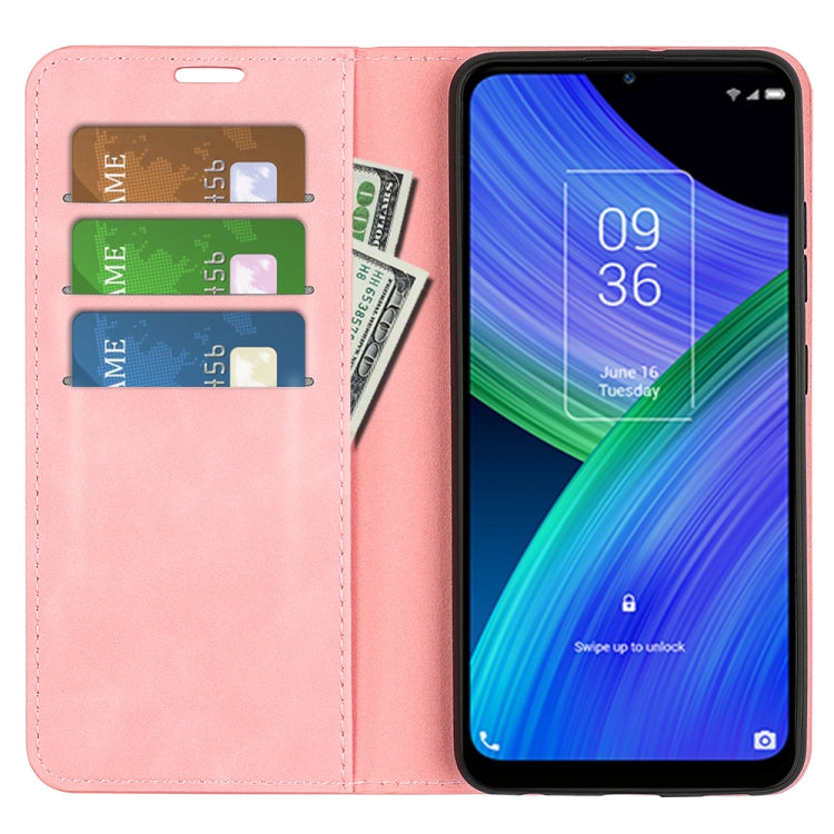 For TCL 20 R 5G Retro-skin Business Magnetic Suction Phone Leather Case with Holder & Card Slots & Wallet