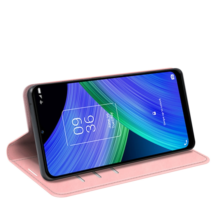 For TCL 20 R 5G Retro-skin Business Magnetic Suction Phone Leather Case with Holder & Card Slots & Wallet