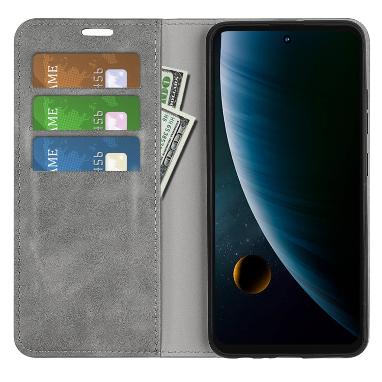 For ZTE Blade V30 Retro-skin Business Magnetic Suction Phone Leather Case with Holder & Card Slots & Wallet