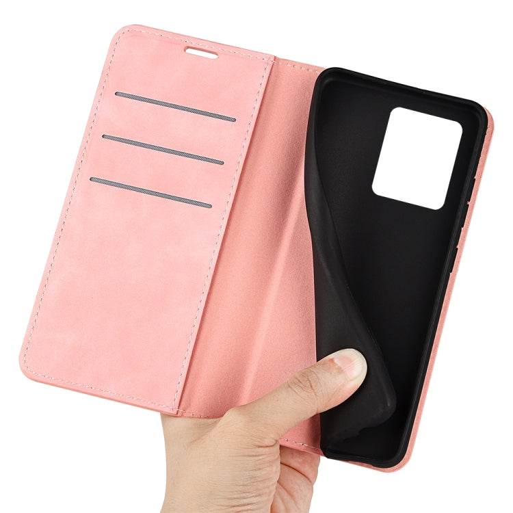 For ZTE Blade V30 Retro-skin Business Magnetic Suction Phone Leather Case with Holder & Card Slots & Wallet