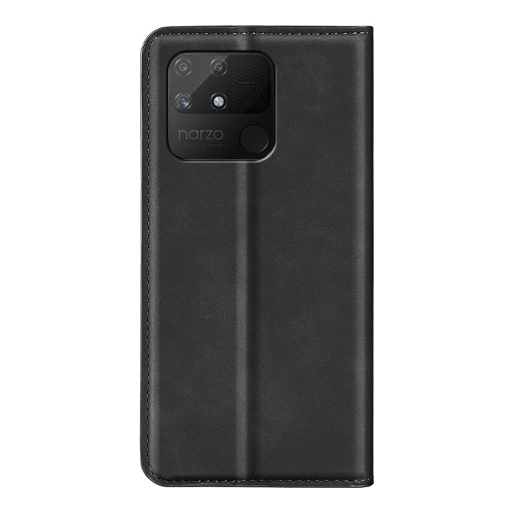 For OPPO Realme Narzo 50A Retro-skin Magnetic Suction Leather Case with Holder & Card Slots & Wallet