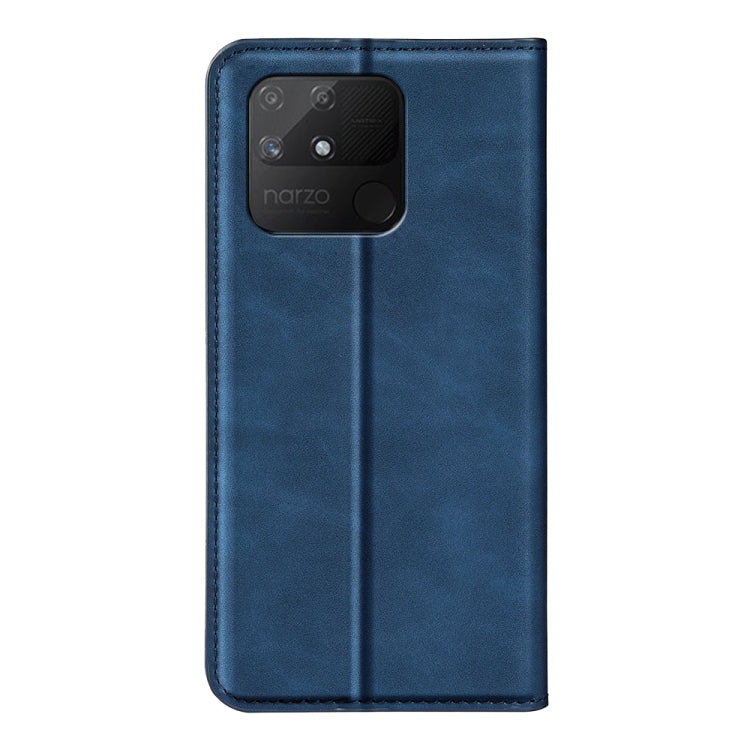For OPPO Realme Narzo 50A Retro-skin Magnetic Suction Leather Case with Holder & Card Slots & Wallet