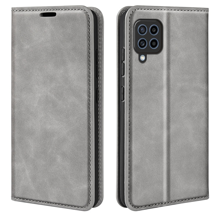 For Samsung Galaxy F22 Retro-skin Magnetic Suction Leather Case with Holder & Card Slots & Wallet