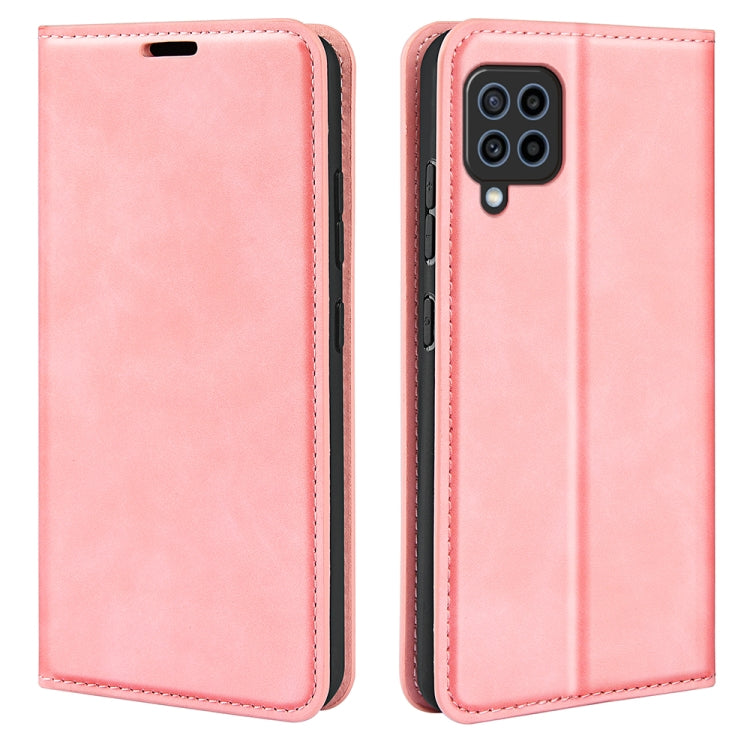 For Samsung Galaxy F22 Retro-skin Magnetic Suction Leather Case with Holder & Card Slots & Wallet