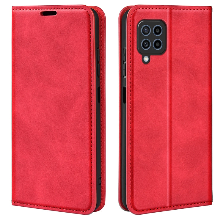 For Samsung Galaxy F22 Retro-skin Magnetic Suction Leather Case with Holder & Card Slots & Wallet