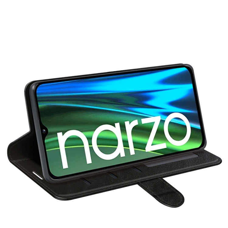 For OPPO Realme Narzo 50A R64 Texture Single Horizontal Flip Protective Case with Holder & Card Slots & Wallet& Photo Frame