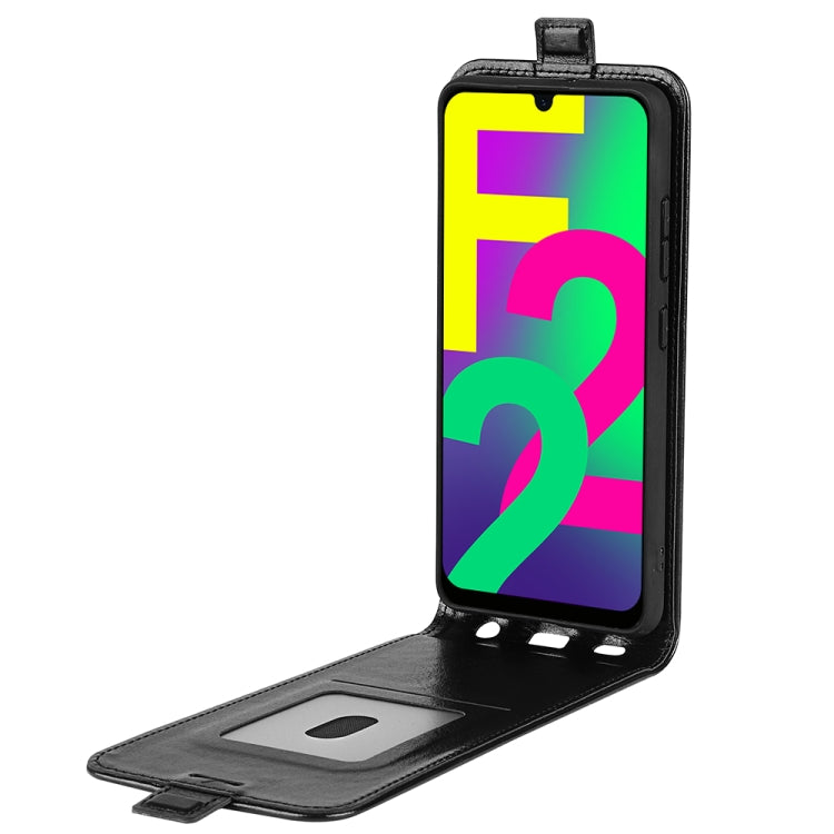 For Samsung Galaxy F22 R64 Texture Single Vertical Flip Leather Protective Case with Card Slots & Photo Frame