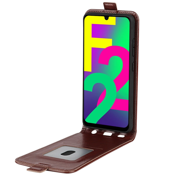 For Samsung Galaxy F22 R64 Texture Single Vertical Flip Leather Protective Case with Card Slots & Photo Frame