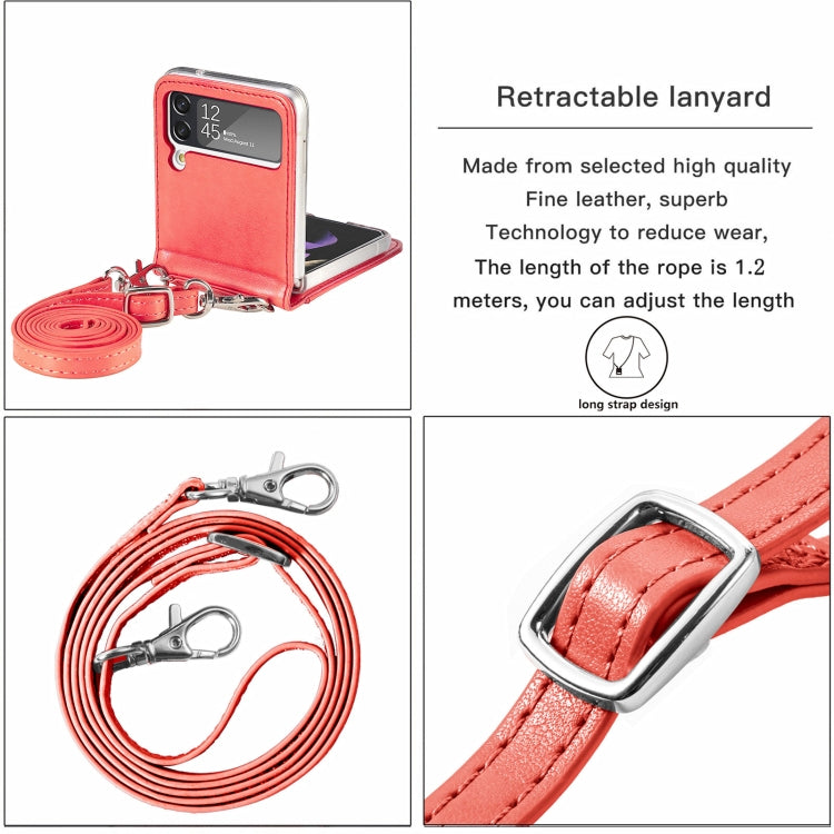 For Samsung Galaxy Z Flip 3 5G Diagonal Lanyard Embossed Card Phone Case