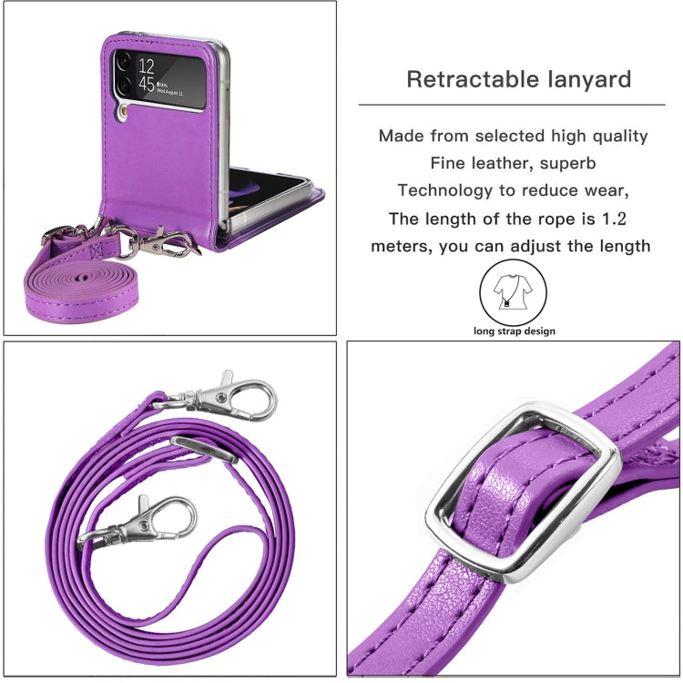 For Samsung Galaxy Z Flip 3 5G Diagonal Lanyard Embossed Card Phone Case