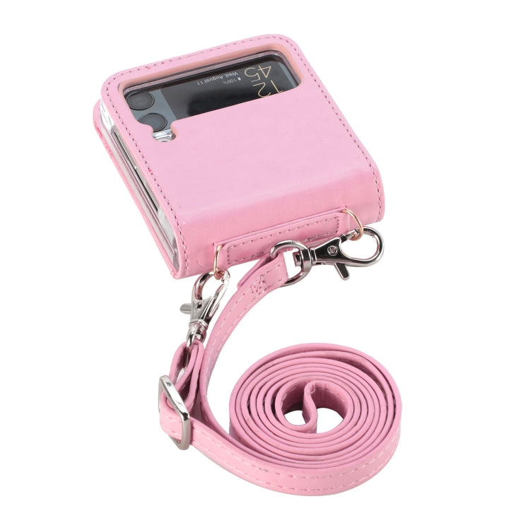 For Samsung Galaxy Z Flip 3 5G Diagonal Lanyard Embossed Card Phone Case
