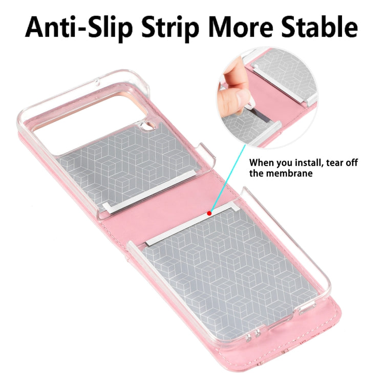For Samsung Galaxy Z Flip 3 5G Diagonal Lanyard Embossed Card Phone Case