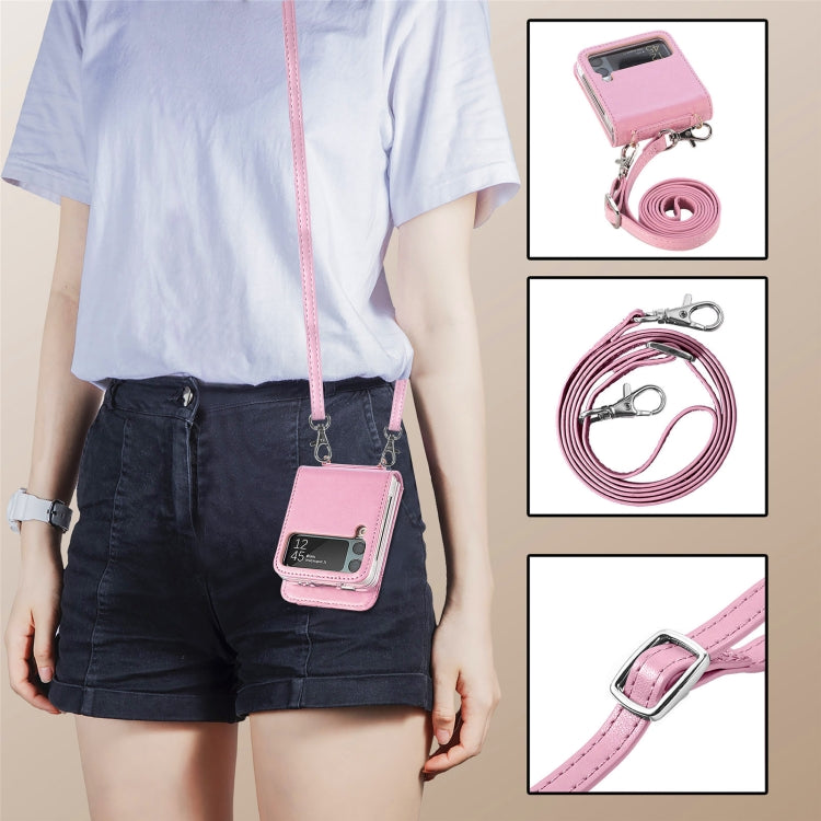 For Samsung Galaxy Z Flip 3 5G Diagonal Lanyard Embossed Card Phone Case
