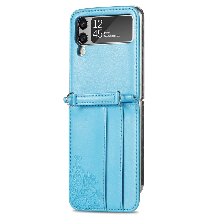 For Samsung Galaxy Z Flip 3 5G Diagonal Lanyard Embossed Card Phone Case