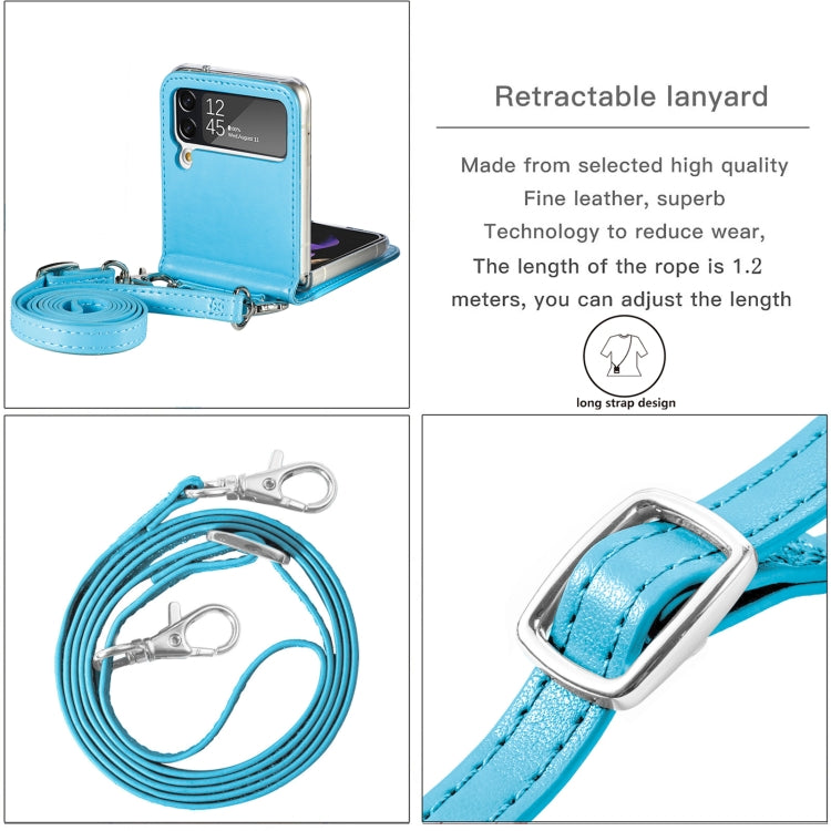 For Samsung Galaxy Z Flip 3 5G Diagonal Lanyard Embossed Card Phone Case