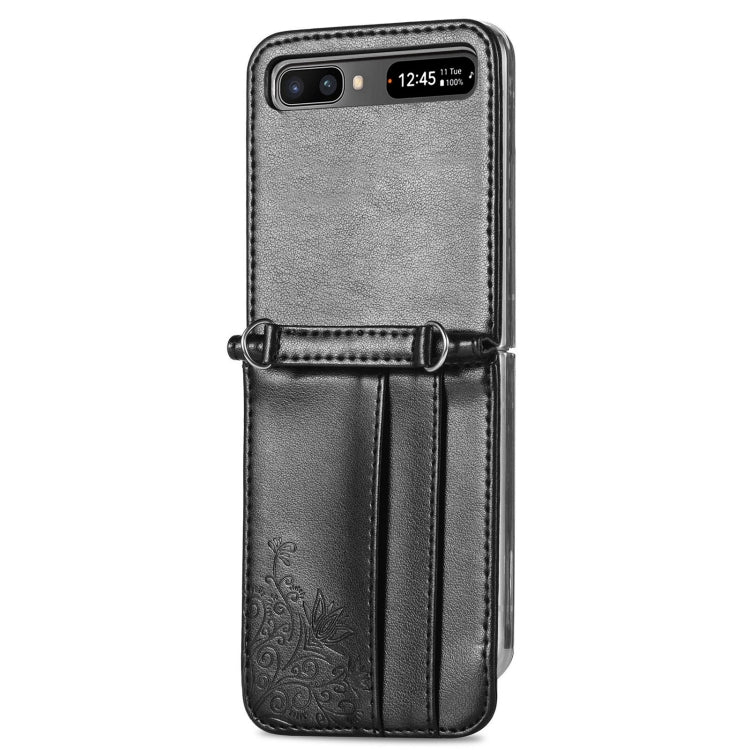 For Samsung Galaxy Z Flip 5G Diagonal Lanyard Embossed Card Phone Case
