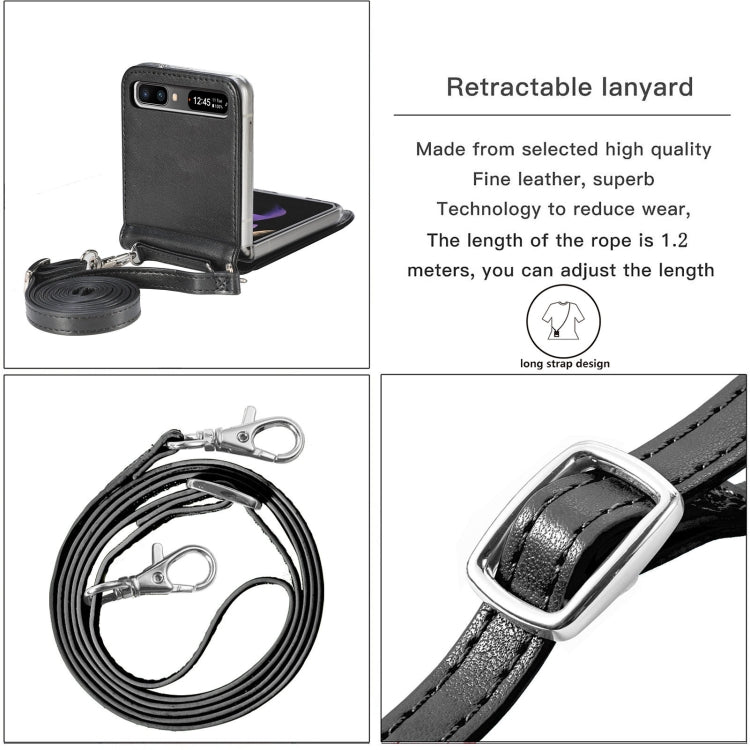 For Samsung Galaxy Z Flip 5G Diagonal Lanyard Embossed Card Phone Case