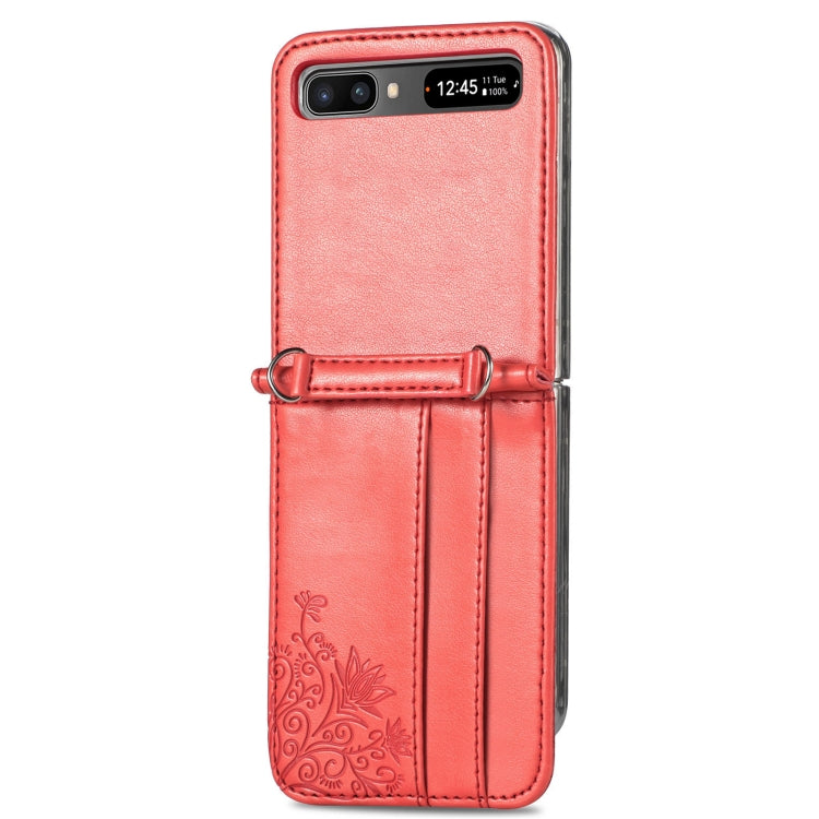 For Samsung Galaxy Z Flip 5G Diagonal Lanyard Embossed Card Phone Case