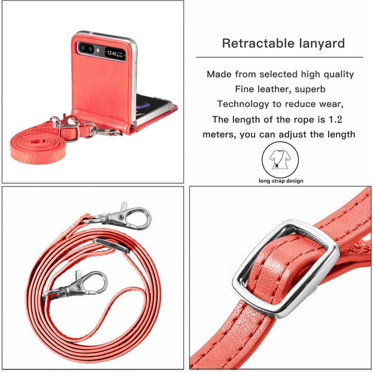 For Samsung Galaxy Z Flip 5G Diagonal Lanyard Embossed Card Phone Case