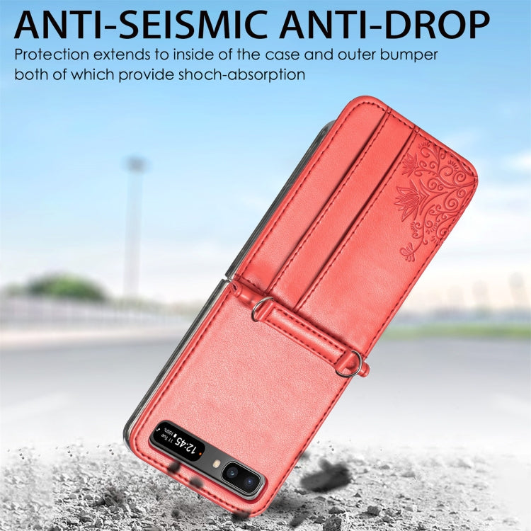 For Samsung Galaxy Z Flip 5G Diagonal Lanyard Embossed Card Phone Case