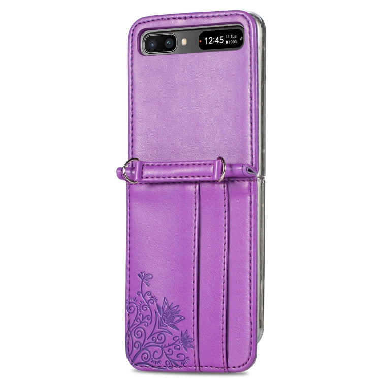 For Samsung Galaxy Z Flip 5G Diagonal Lanyard Embossed Card Phone Case