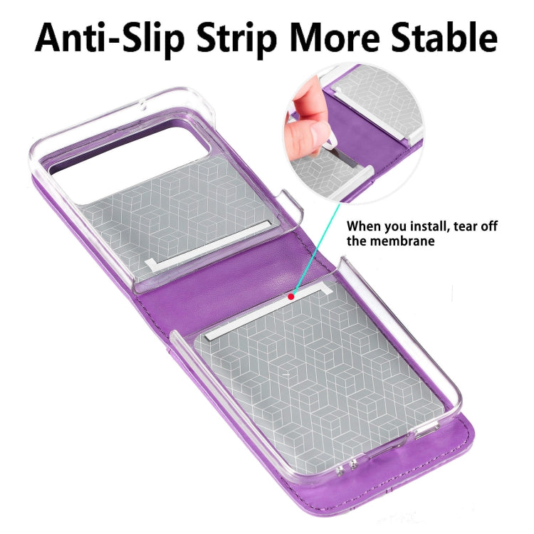 For Samsung Galaxy Z Flip 5G Diagonal Lanyard Embossed Card Phone Case