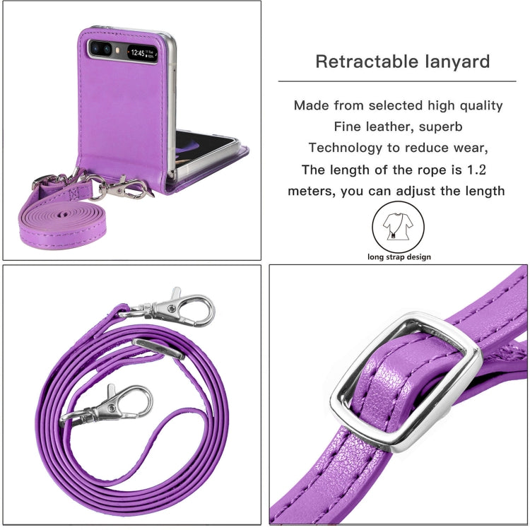 For Samsung Galaxy Z Flip 5G Diagonal Lanyard Embossed Card Phone Case