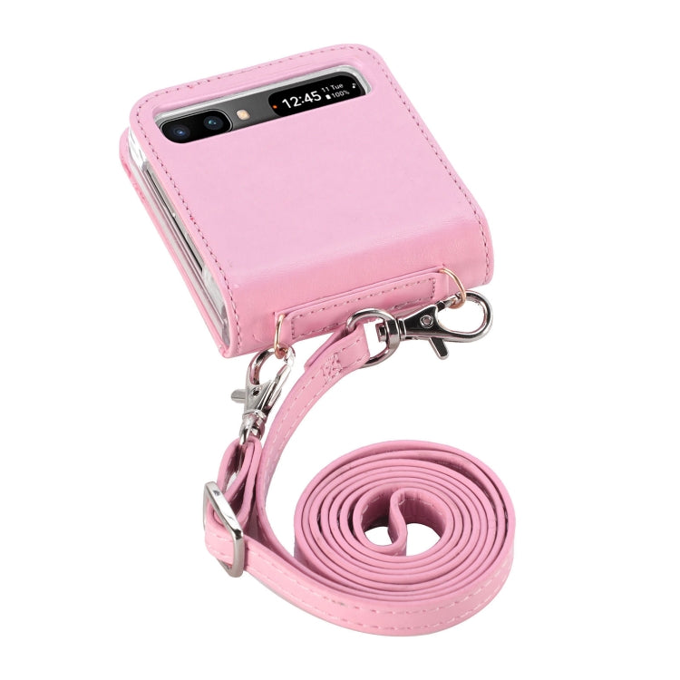 For Samsung Galaxy Z Flip 5G Diagonal Lanyard Embossed Card Phone Case