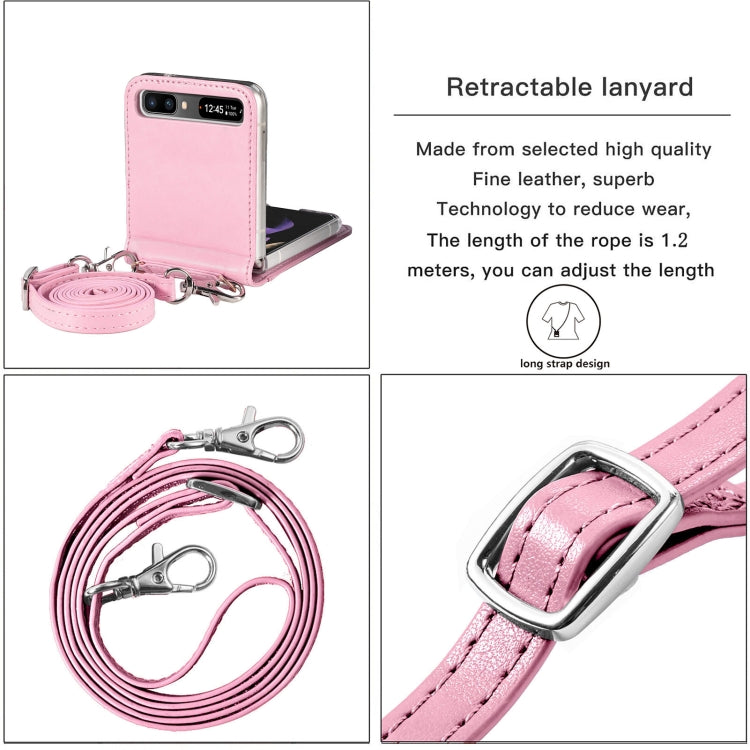 For Samsung Galaxy Z Flip 5G Diagonal Lanyard Embossed Card Phone Case