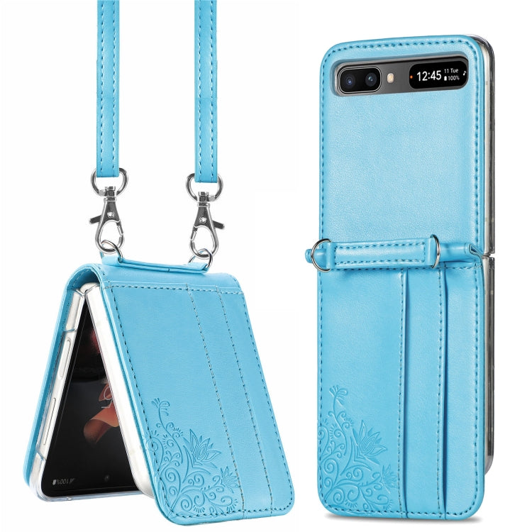 For Samsung Galaxy Z Flip 5G Diagonal Lanyard Embossed Card Phone Case