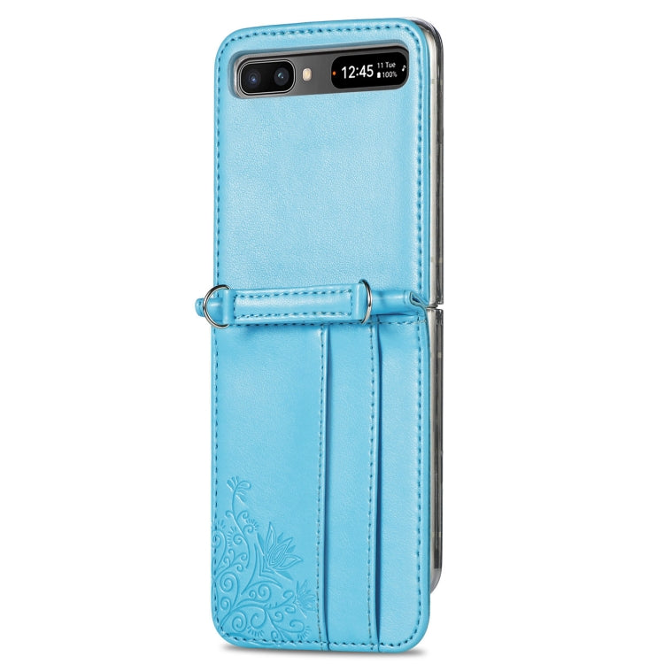 For Samsung Galaxy Z Flip 5G Diagonal Lanyard Embossed Card Phone Case