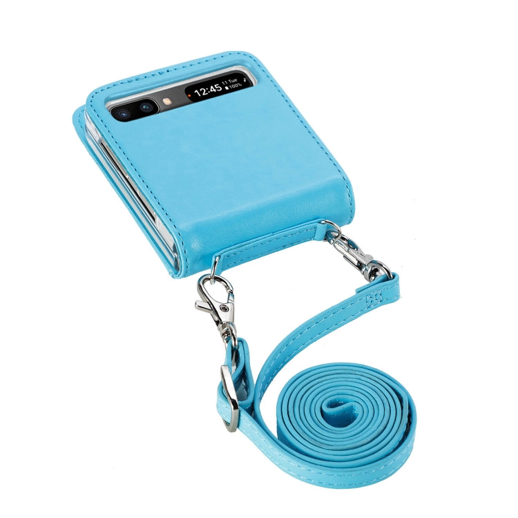 For Samsung Galaxy Z Flip 5G Diagonal Lanyard Embossed Card Phone Case