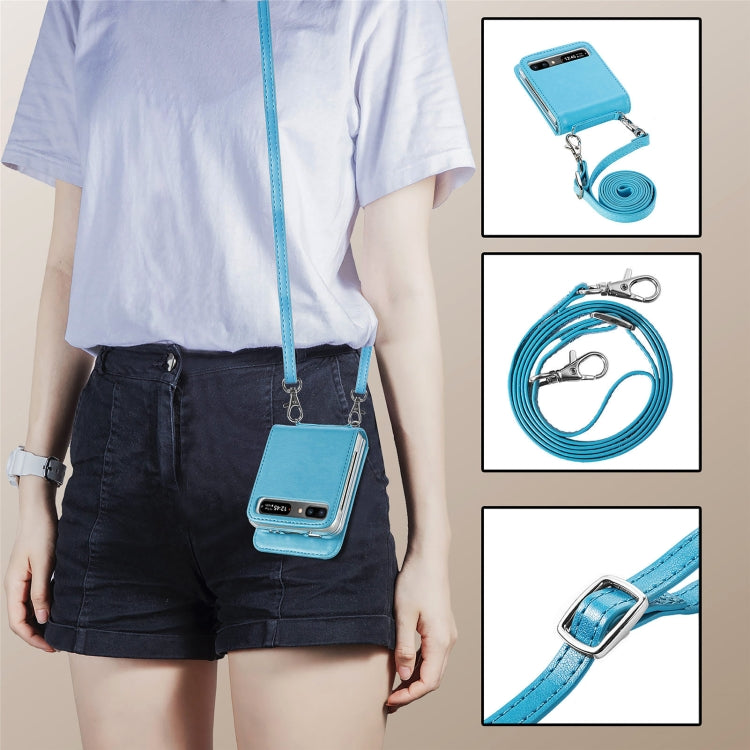 For Samsung Galaxy Z Flip 5G Diagonal Lanyard Embossed Card Phone Case