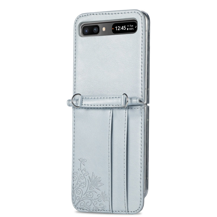 For Samsung Galaxy Z Flip 5G Diagonal Lanyard Embossed Card Phone Case