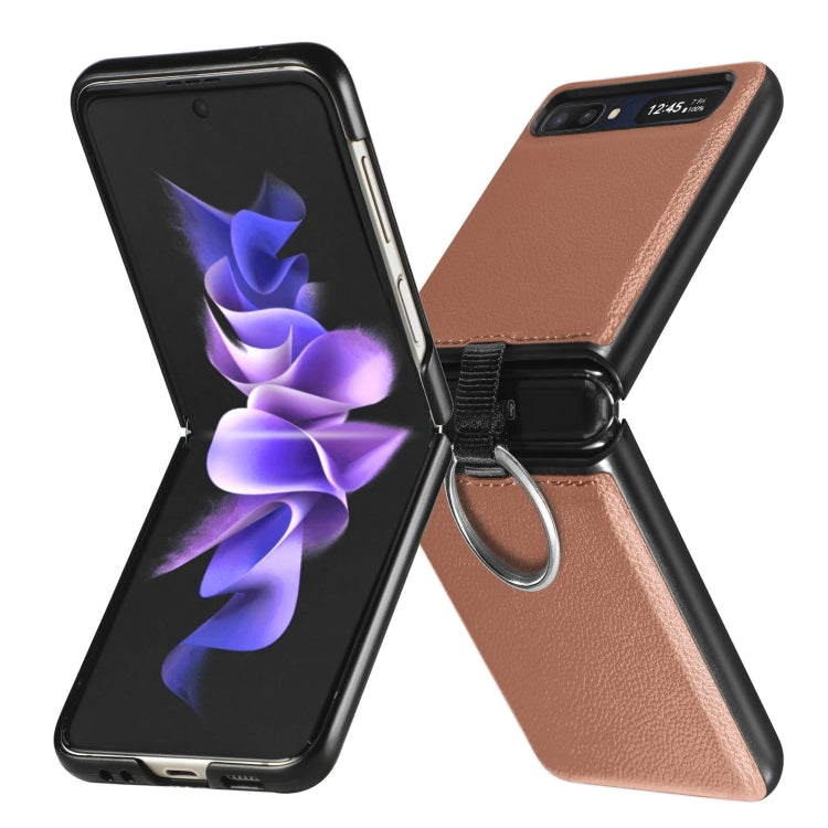 For Samsung Galaxy Z Flip Litchi Folding  Ring Buckle Phone Case