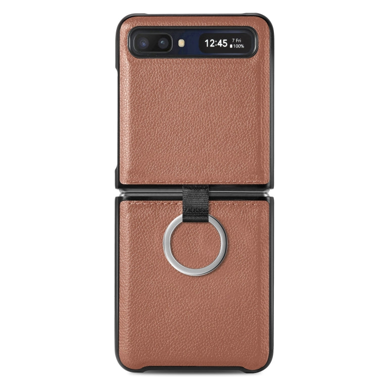 For Samsung Galaxy Z Flip Litchi Folding  Ring Buckle Phone Case