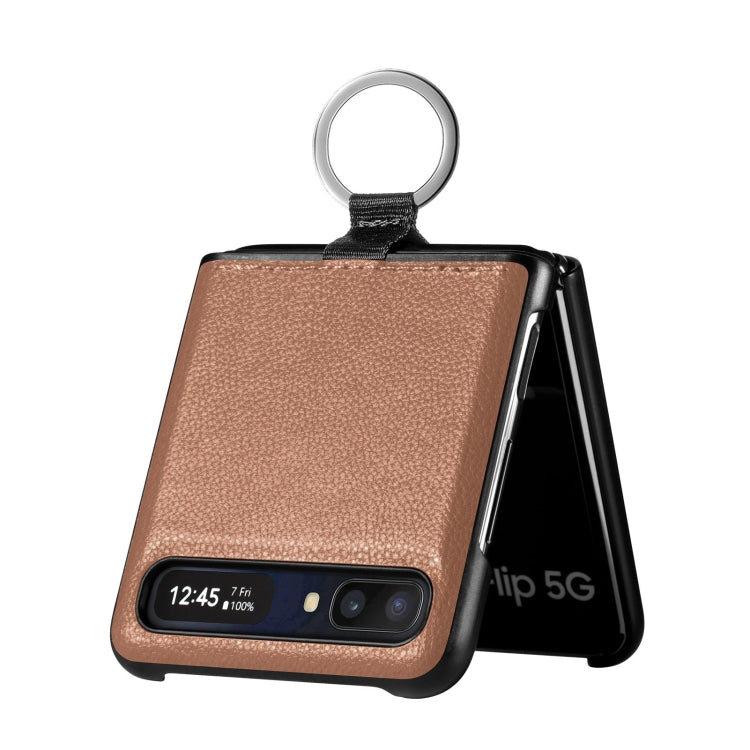 For Samsung Galaxy Z Flip Litchi Folding  Ring Buckle Phone Case
