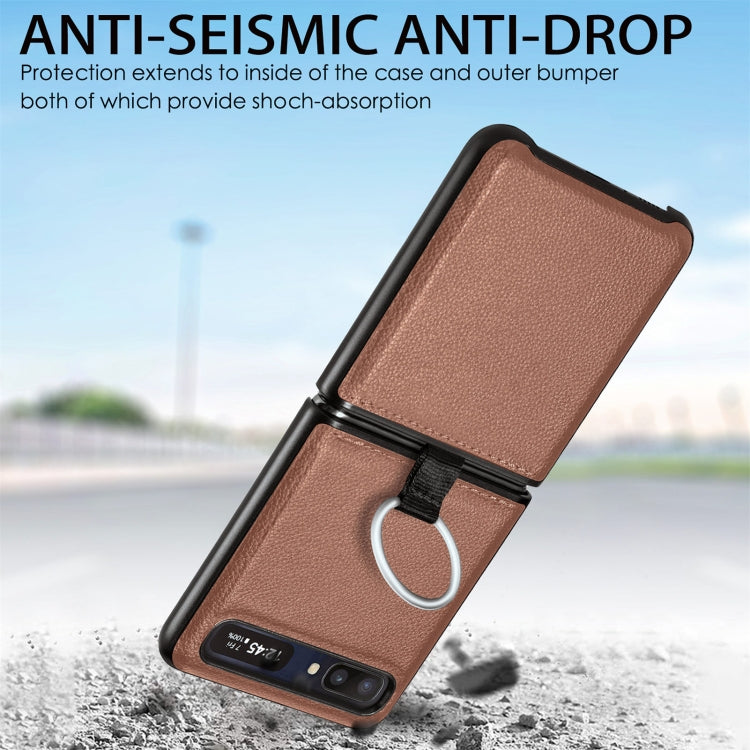 For Samsung Galaxy Z Flip Litchi Folding  Ring Buckle Phone Case