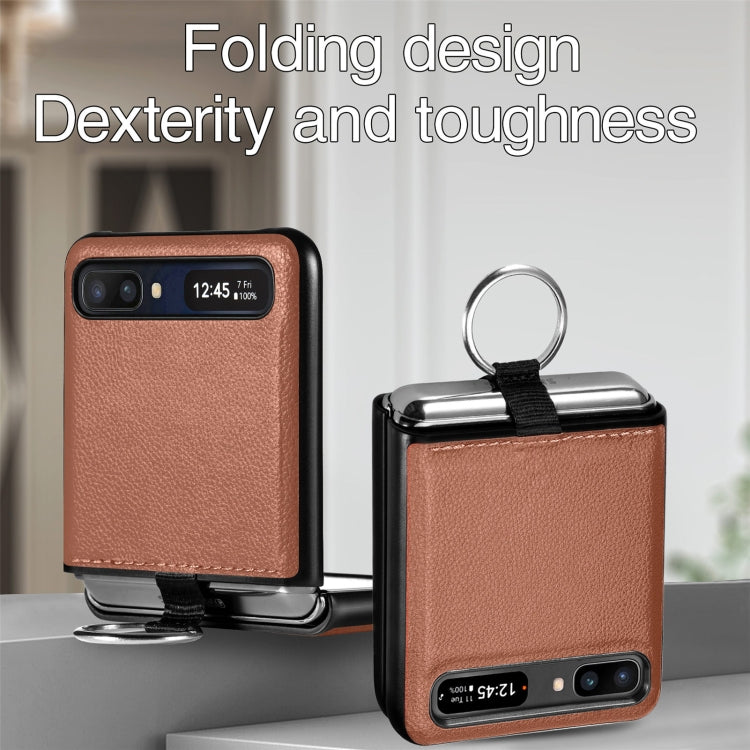 For Samsung Galaxy Z Flip Litchi Folding  Ring Buckle Phone Case
