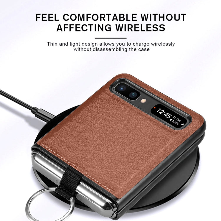 For Samsung Galaxy Z Flip Litchi Folding  Ring Buckle Phone Case