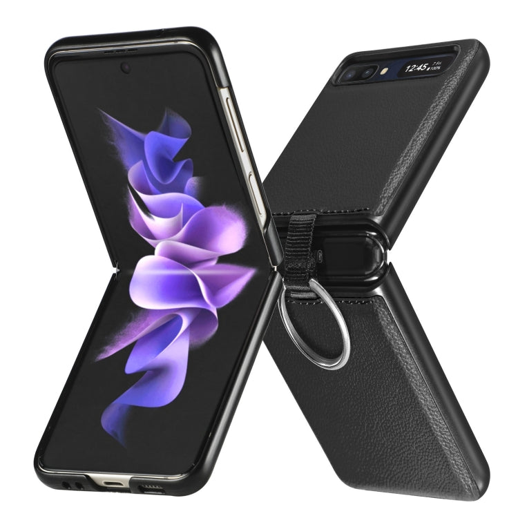 For Samsung Galaxy Z Flip Litchi Folding  Ring Buckle Phone Case