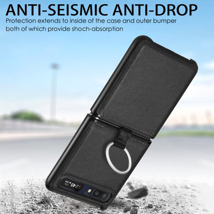For Samsung Galaxy Z Flip Litchi Folding  Ring Buckle Phone Case