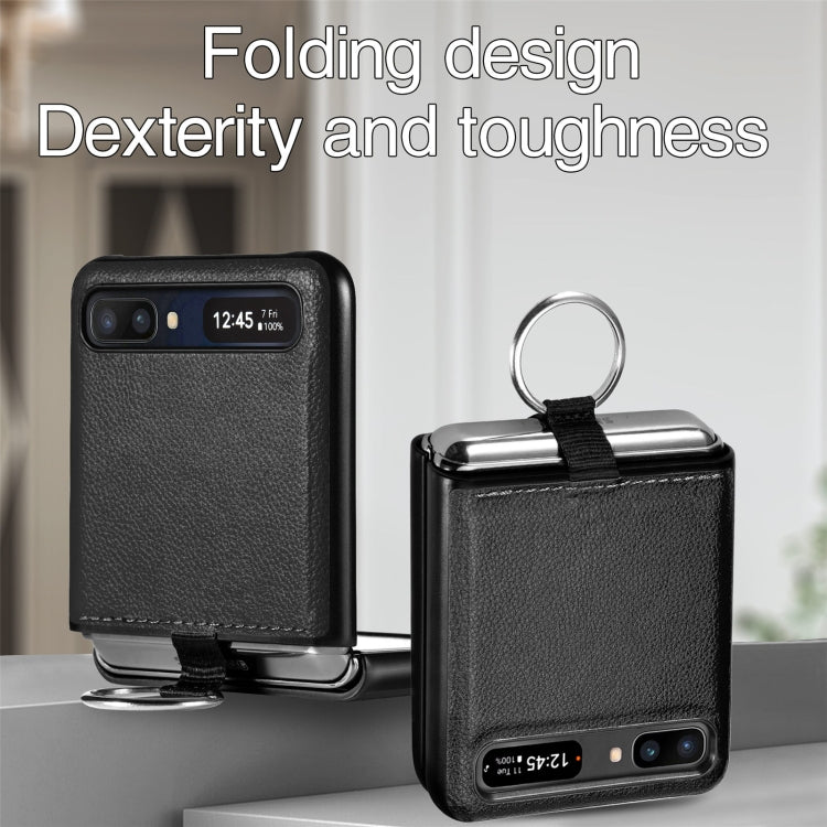For Samsung Galaxy Z Flip Litchi Folding  Ring Buckle Phone Case
