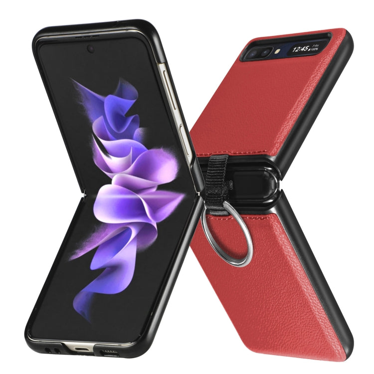 For Samsung Galaxy Z Flip Litchi Folding  Ring Buckle Phone Case