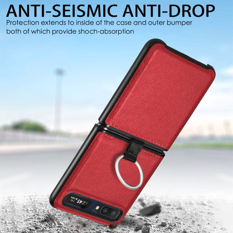 For Samsung Galaxy Z Flip Litchi Folding  Ring Buckle Phone Case