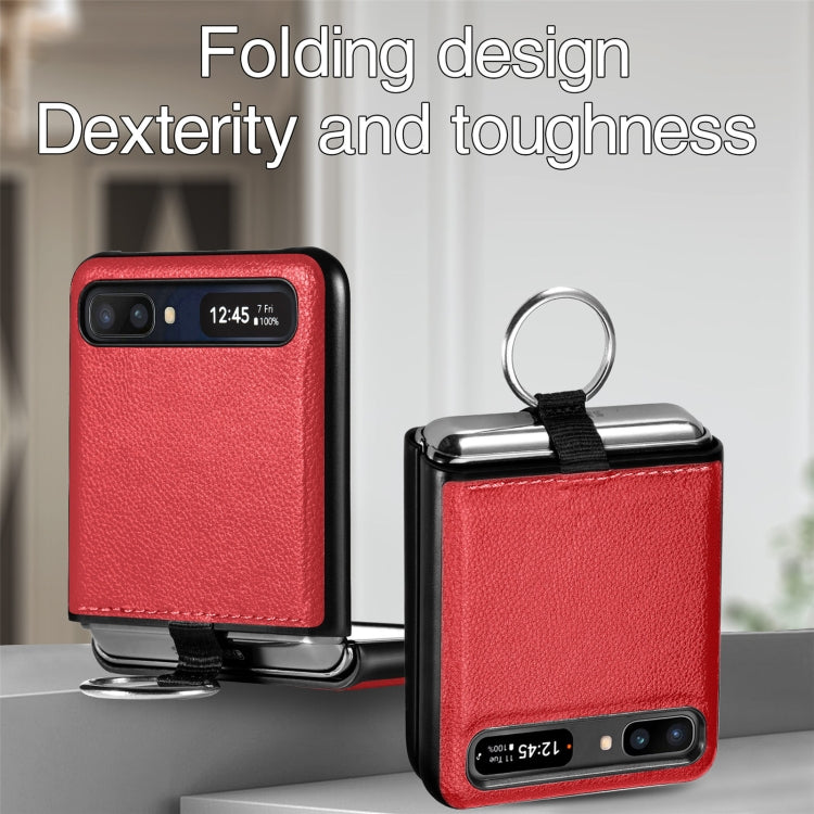 For Samsung Galaxy Z Flip Litchi Folding  Ring Buckle Phone Case