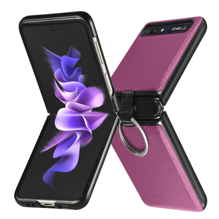 For Samsung Galaxy Z Flip Litchi Folding  Ring Buckle Phone Case