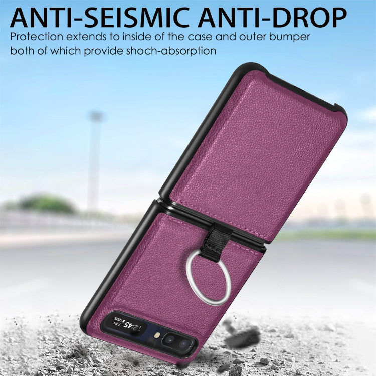 For Samsung Galaxy Z Flip Litchi Folding  Ring Buckle Phone Case
