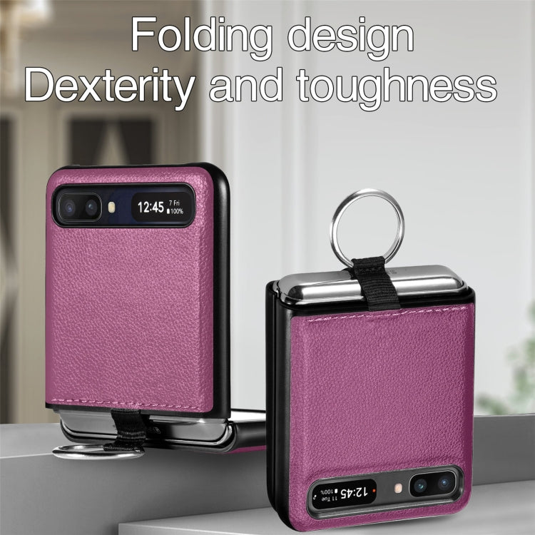 For Samsung Galaxy Z Flip Litchi Folding  Ring Buckle Phone Case
